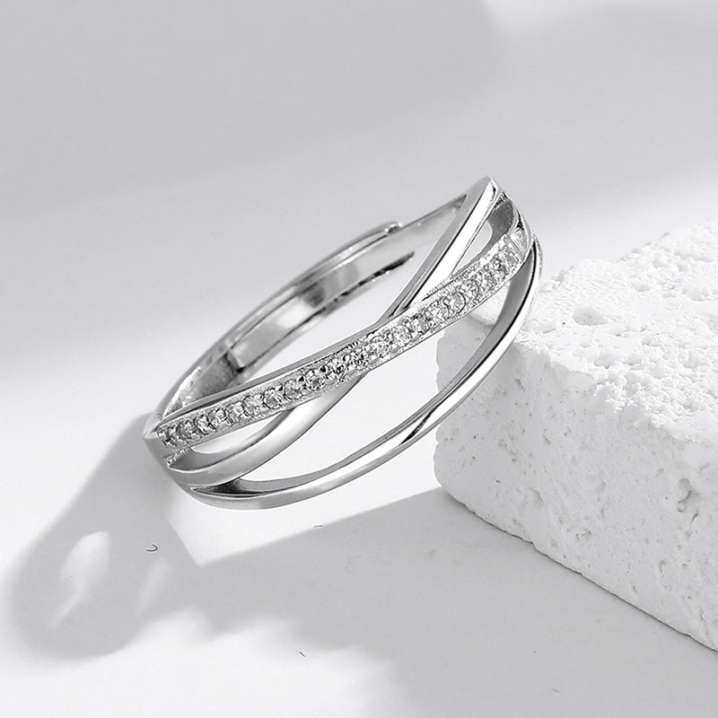 S925 Silver Interwoven Diamond Ring