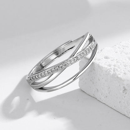 S925 Silver Interwoven Diamond Ring