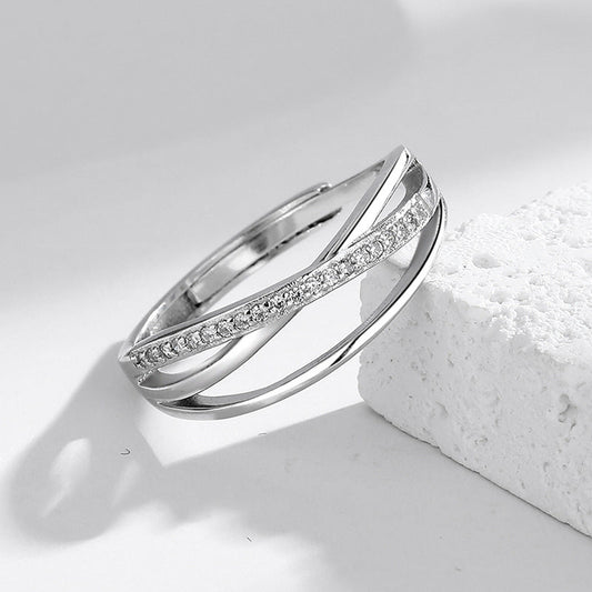 S925 Silver Interwoven Diamond Ring