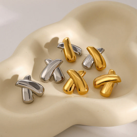 s925 sterling silver cross braided X-shaped earrings