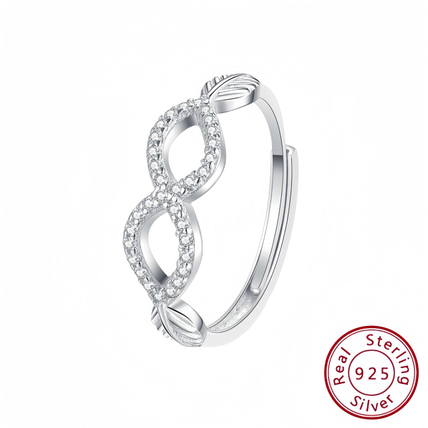 s925 Sterling Silver Infinity Ring - Adjustable Leaf Fashionable