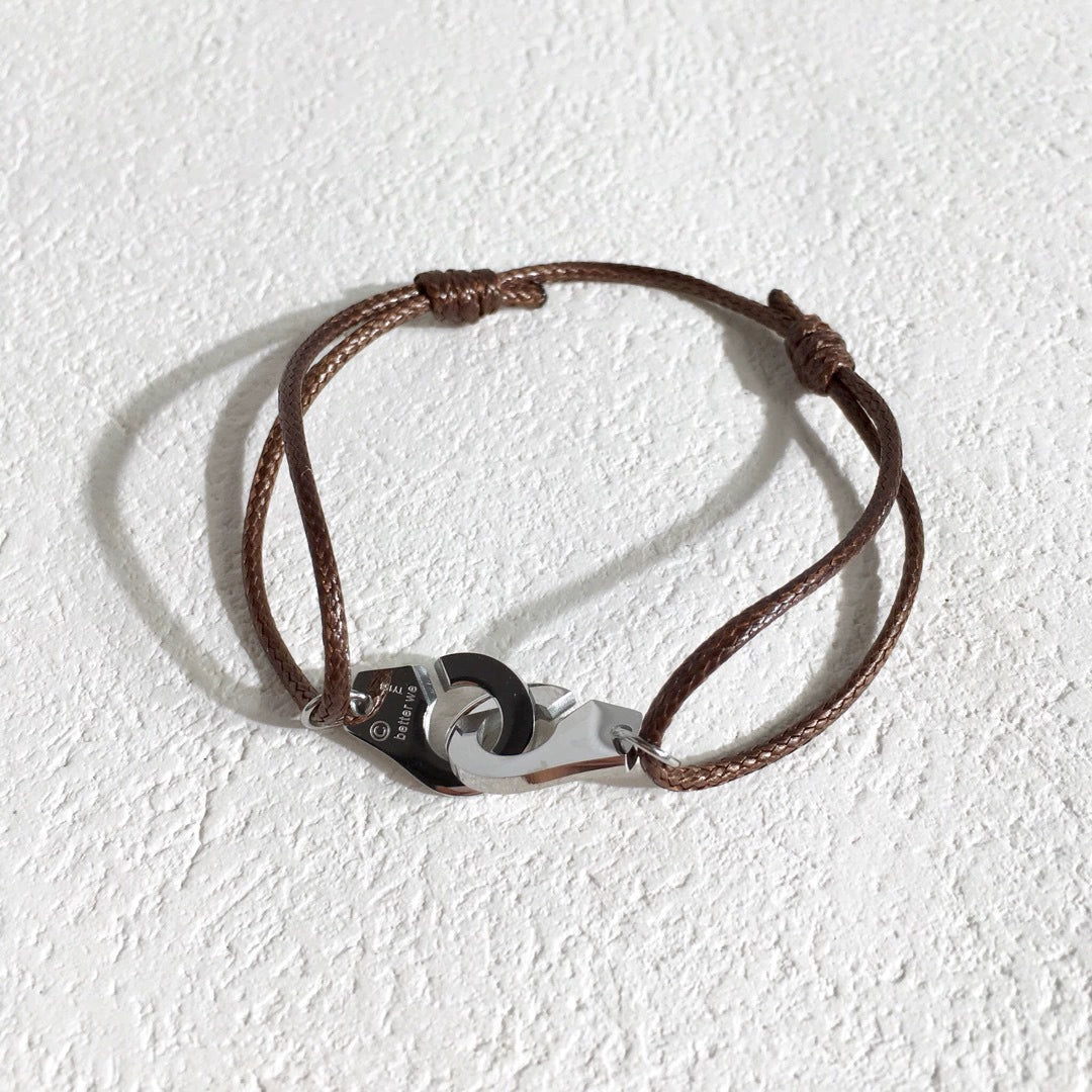 Colorful Braided Waxed Rope Handcuff Bracelet