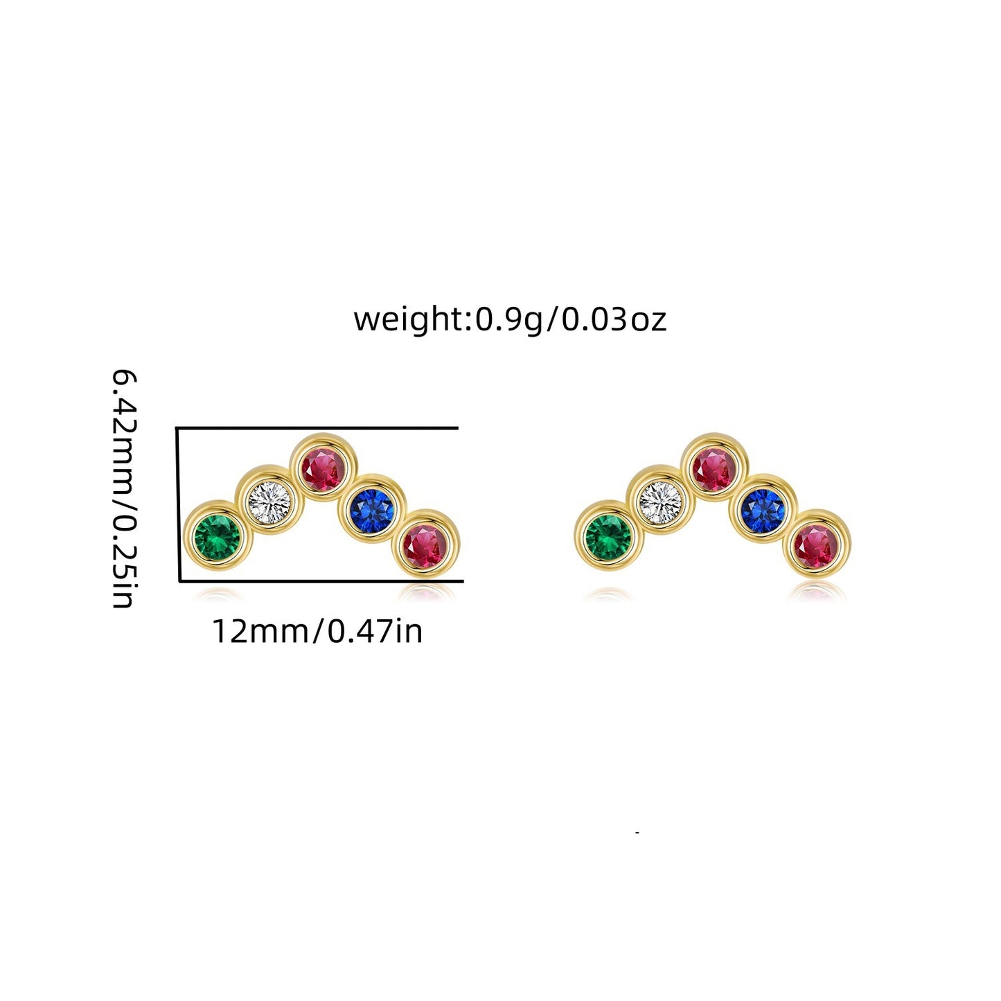 s925 silver round rainbow earrings for women