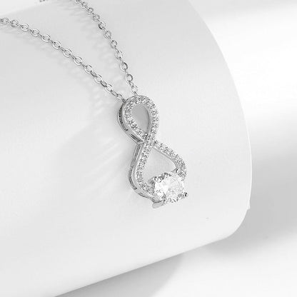 Infinity SymbolDiamond Pendant Silver Necklace S925