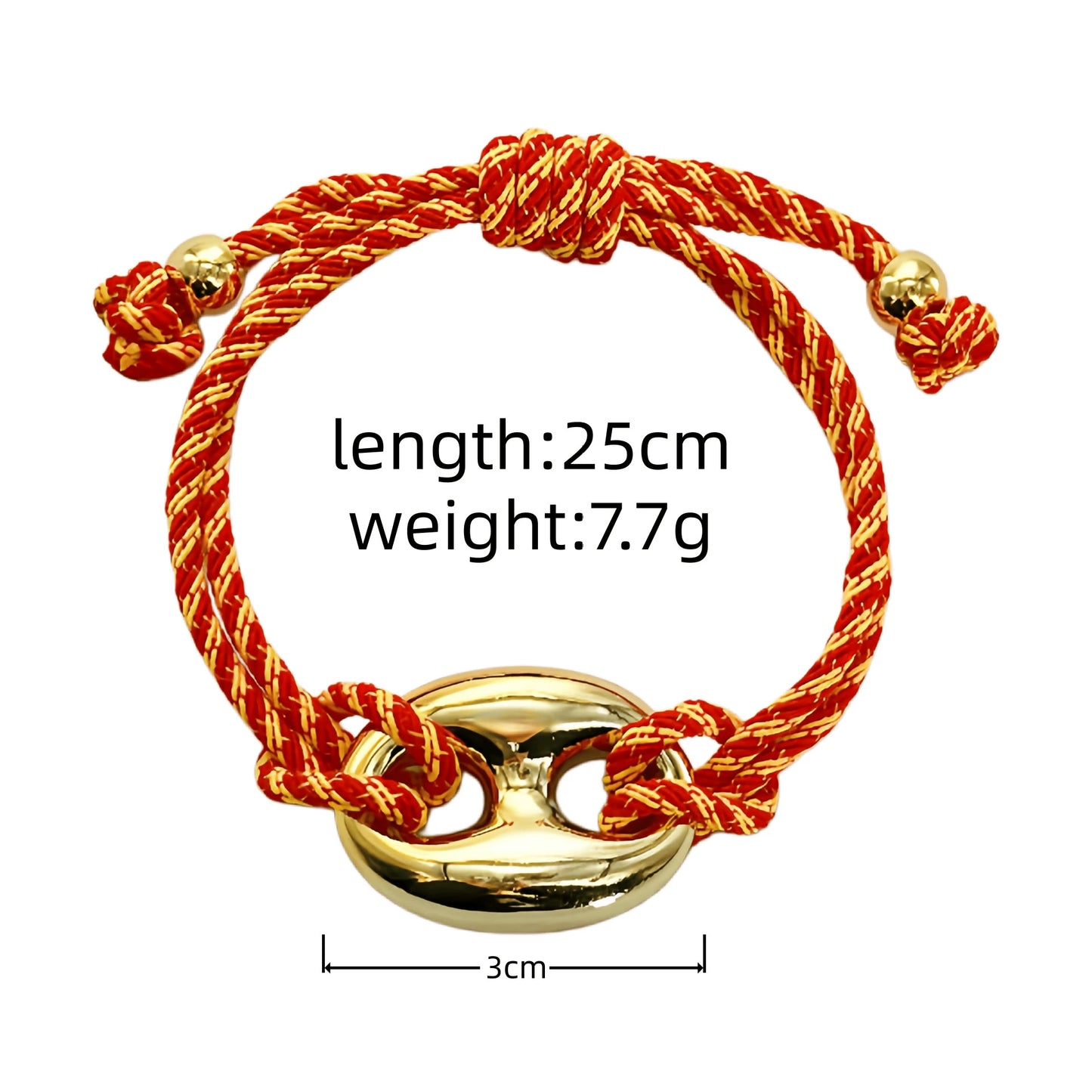 Multicolor "Pig Nose" Oval Braided Cord Bracelet