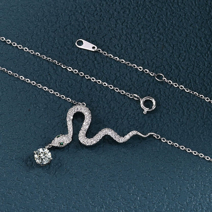 Pavé CZ Snake Pendant Necklace | Sterling Silver