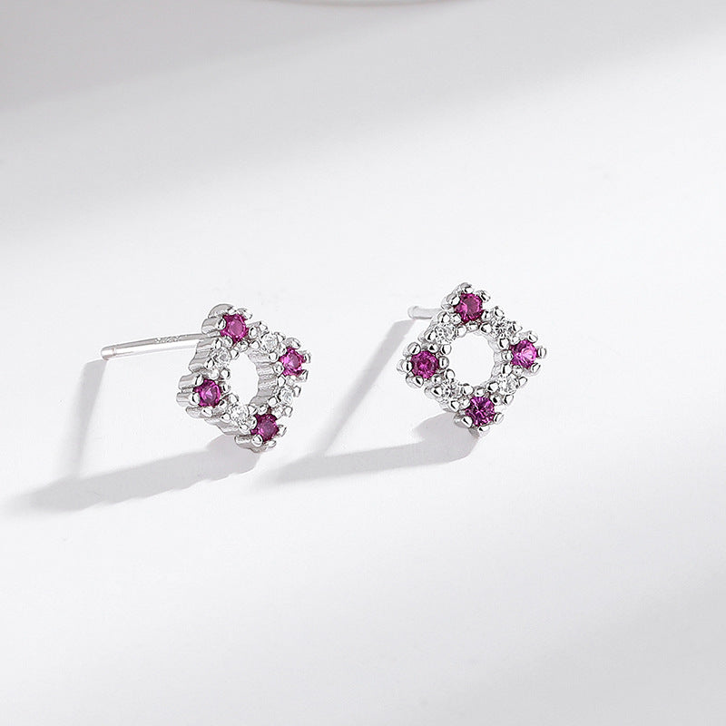 s925 sterling silver square earrings women