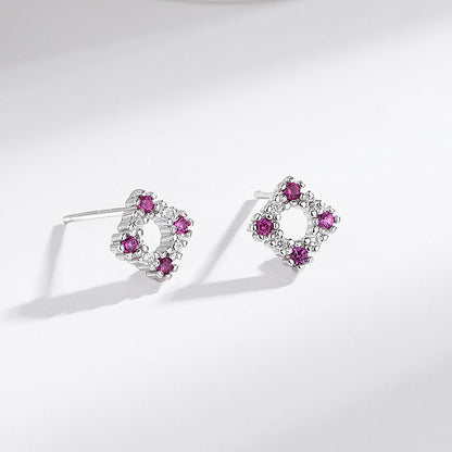 s925 sterling silver square earrings women