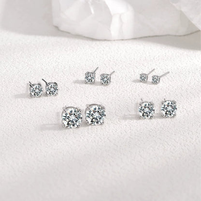 S925 silver four-prong moissanite stud earrings Simple Commute