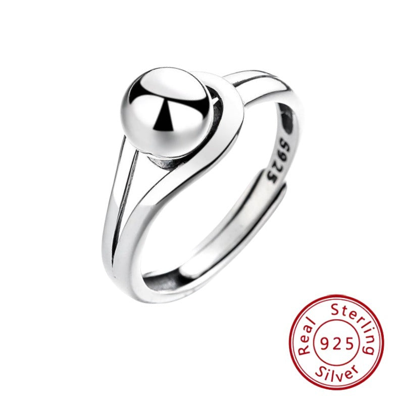 S925 Sterling Silver Geometric Spherical Ring - Unique