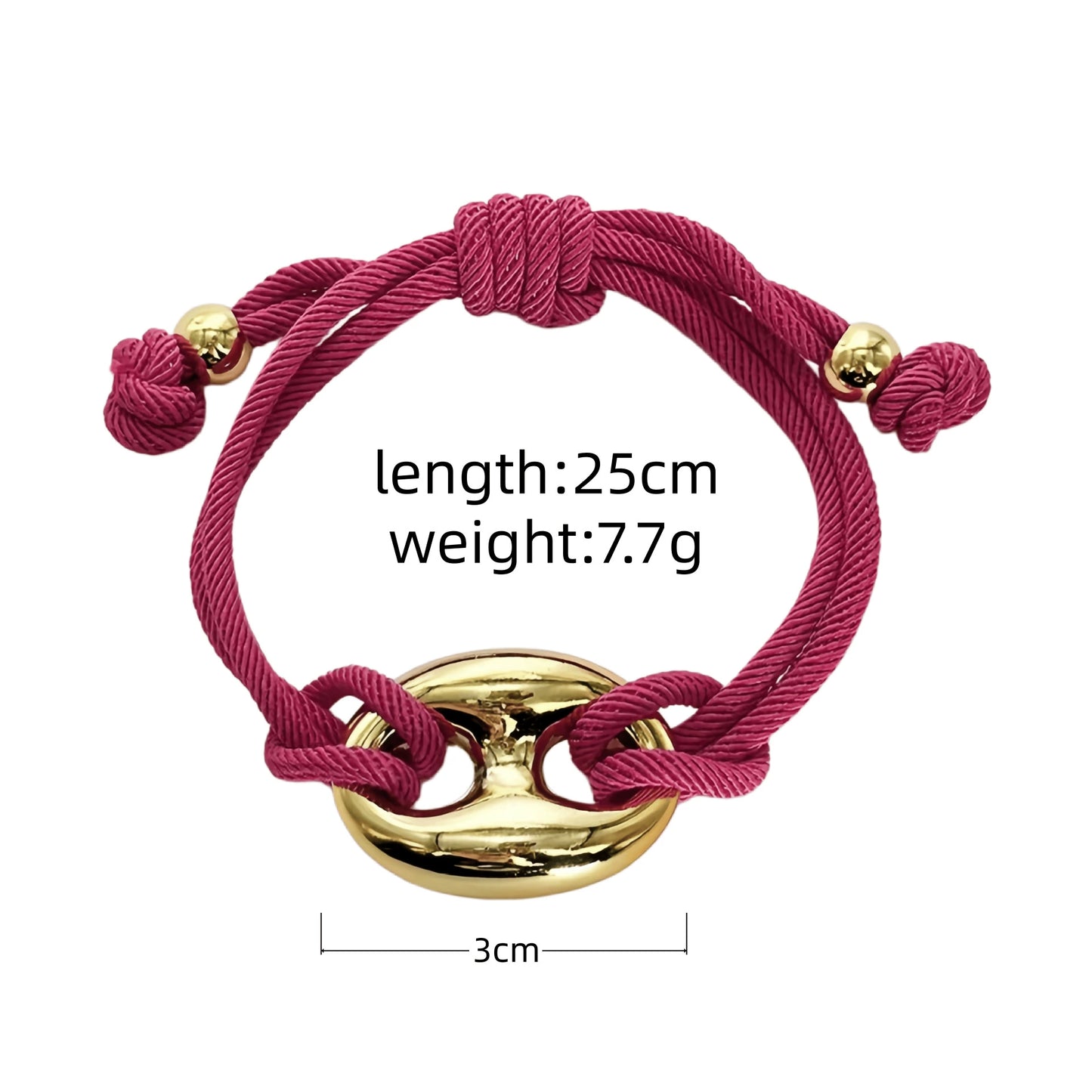 Multicolor "Pig Nose" Oval Braided Cord Bracelet