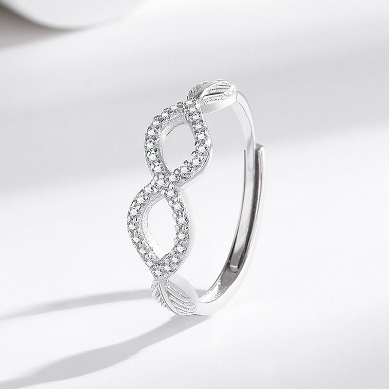s925 Sterling Silver Infinity Ring - Adjustable Leaf Fashionable