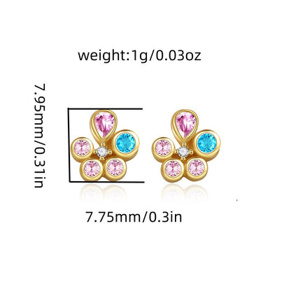 S925 Flower of Happiness Silver Earrings Pendant Necklace Flower Jewelry Set