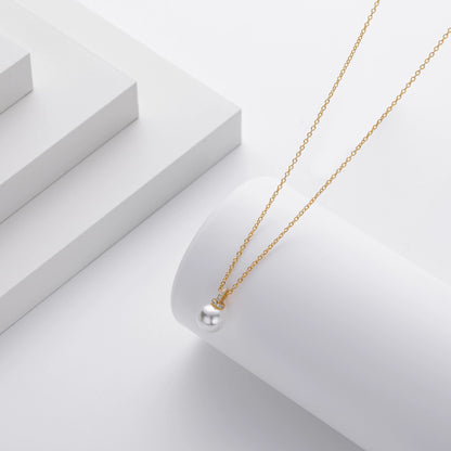 Floating Pearl Pavé Bail Necklace
