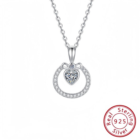 s925 Sterling Silver Heart Necklace - Love Heart-Shaped Design