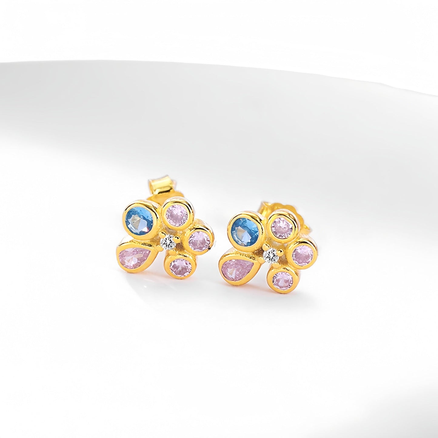 S925 Sterling Silver Flower Jewelry Set - Flower Earrings Flower Pendant Necklace