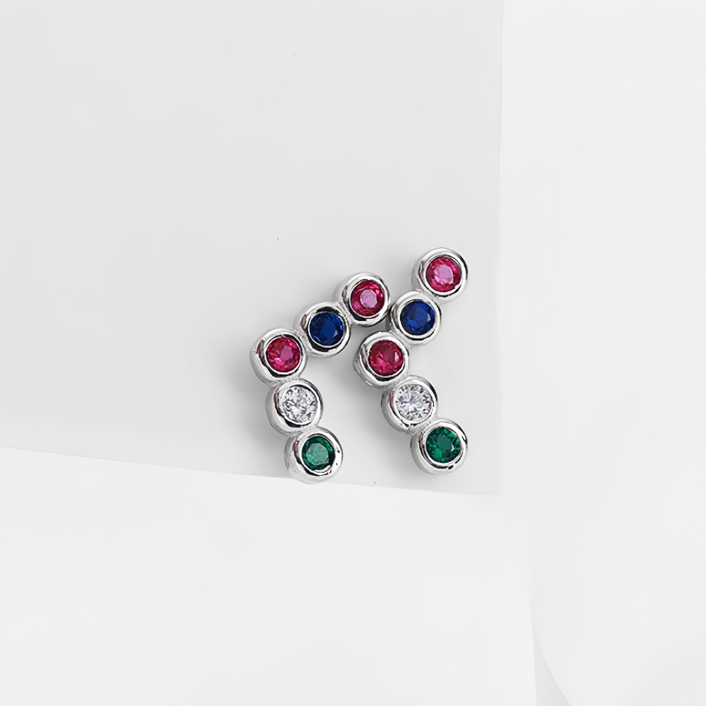s925 silver round rainbow earrings for women