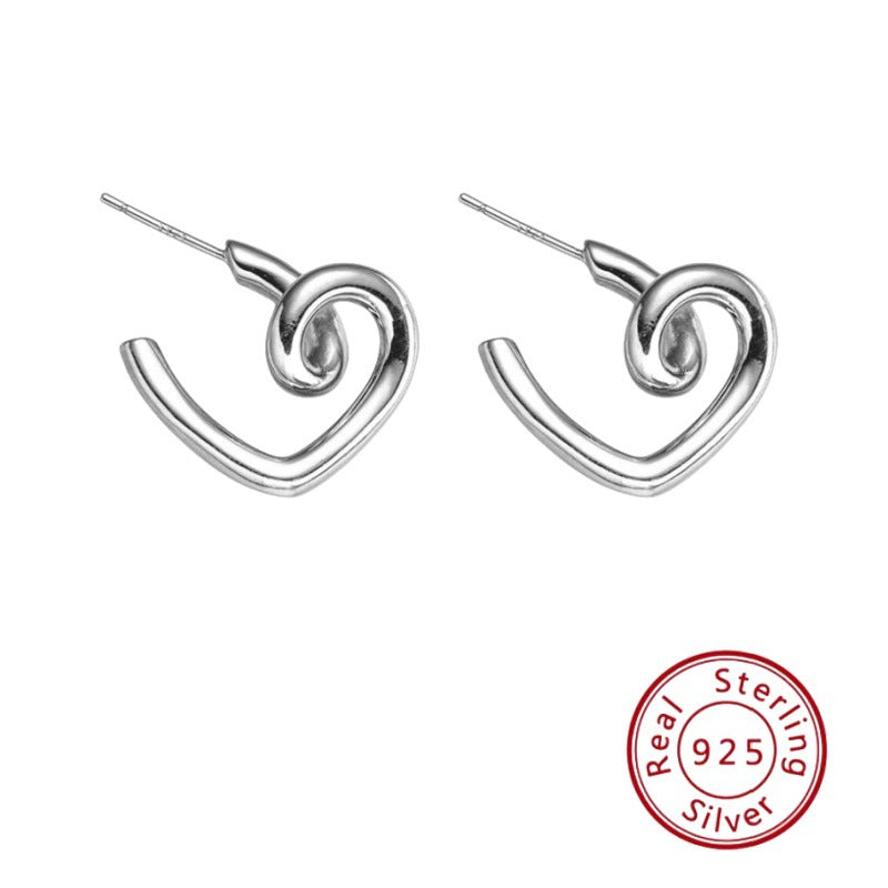 s925 sterling silver rotating heart earrings