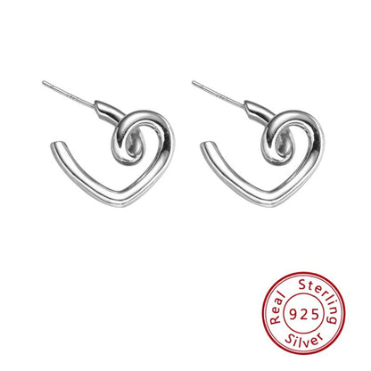 s925 sterling silver rotating heart earrings