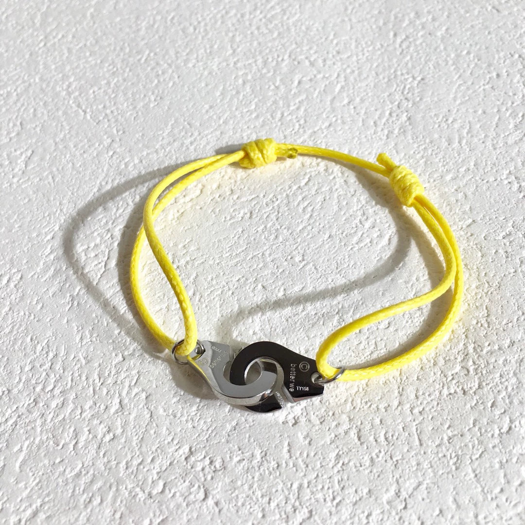 Colorful Braided Waxed Rope Handcuff Bracelet