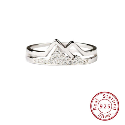 s925 Sterling Silver Mountain peak Diamond Ring Adjustable