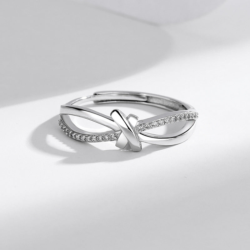 s925 Sterling Silver Hollow Interwoven Ring