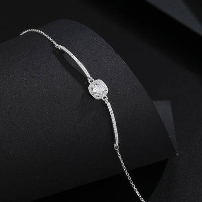 Adjustable 925 Sterling Silver Square Diamond Bracelet