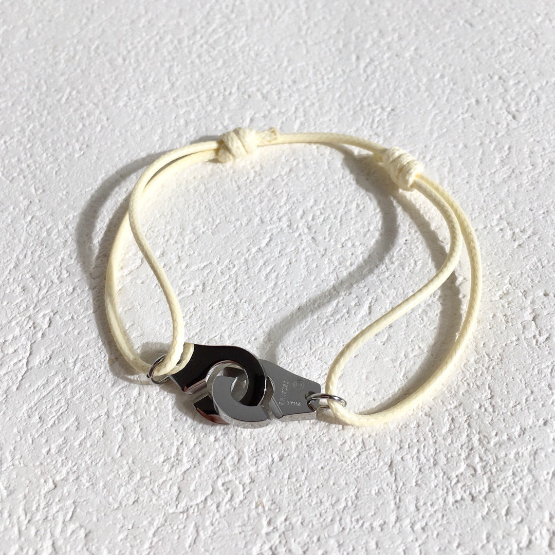 Colorful Braided Waxed Rope Handcuff Bracelet