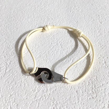 Colorful Braided Waxed Rope Handcuff Bracelet