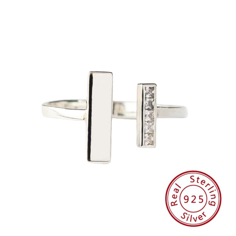 s925 Sterling Silver Double T Ring