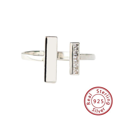 s925 Sterling Silver Double T Ring