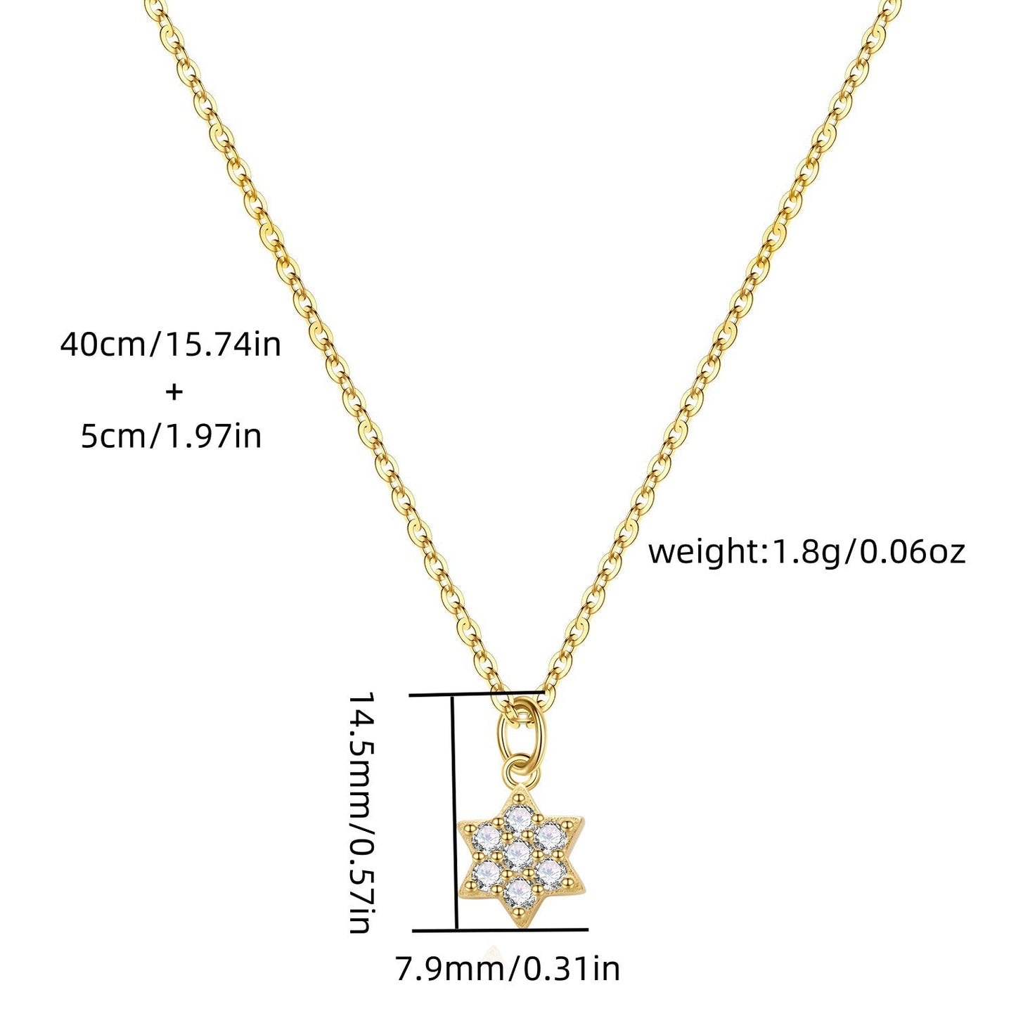 S925 Silver Star Necklace Set - Matching earrings