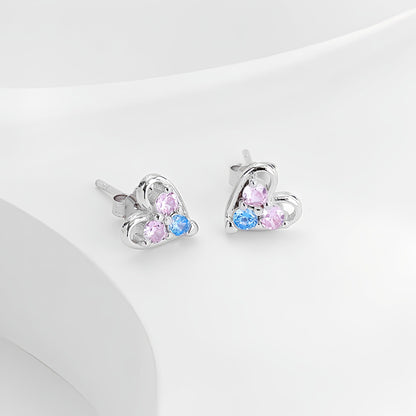 s925 Sterling Silver Heart Necklace Set - Earrings