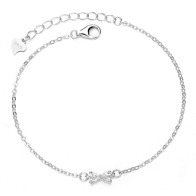 925 Sterling Silver Diamond Bow Bracelet