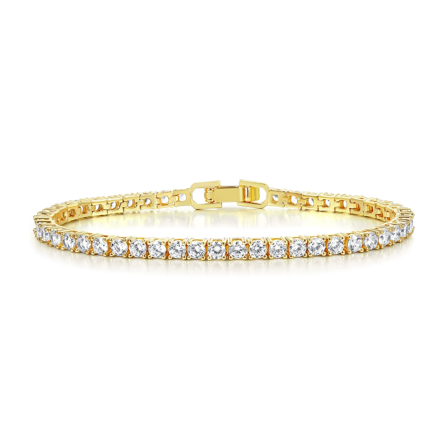 3/4mm Belt Buckle Tennis Bracelet with Four-Prong Setting Zircon