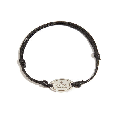 Minimalist Oval Stainless Steel Tag Woven Bracelet