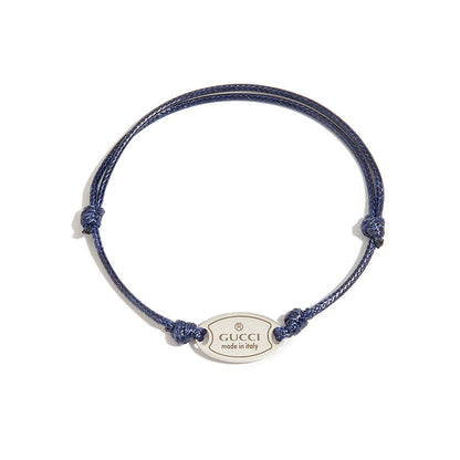 Minimalist Oval Stainless Steel Tag Woven Bracelet