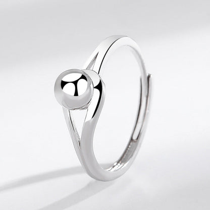 S925 Geometric Spherical Silver Ring Adjustable