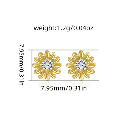 Daisy Flower Silver Earrings Necklace Set in S925 Sterling Silver