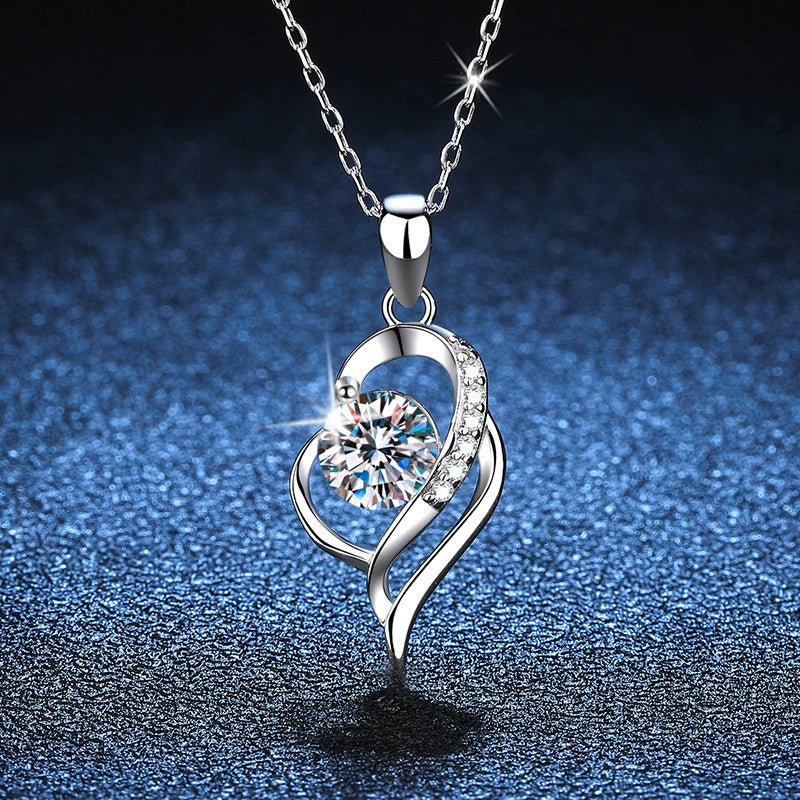 S925 Heartstring Moissanite Pendant Silver Necklace