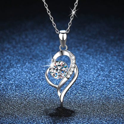 S925 Heartstring Moissanite Pendant Silver Necklace