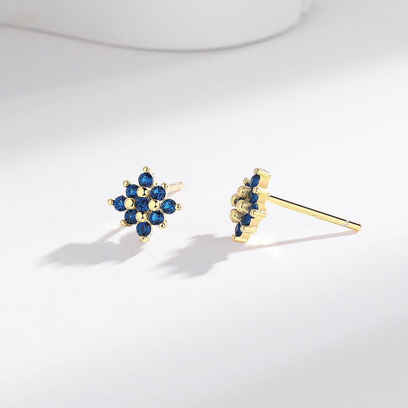 s925 sterling silver geometric flower stud earrings