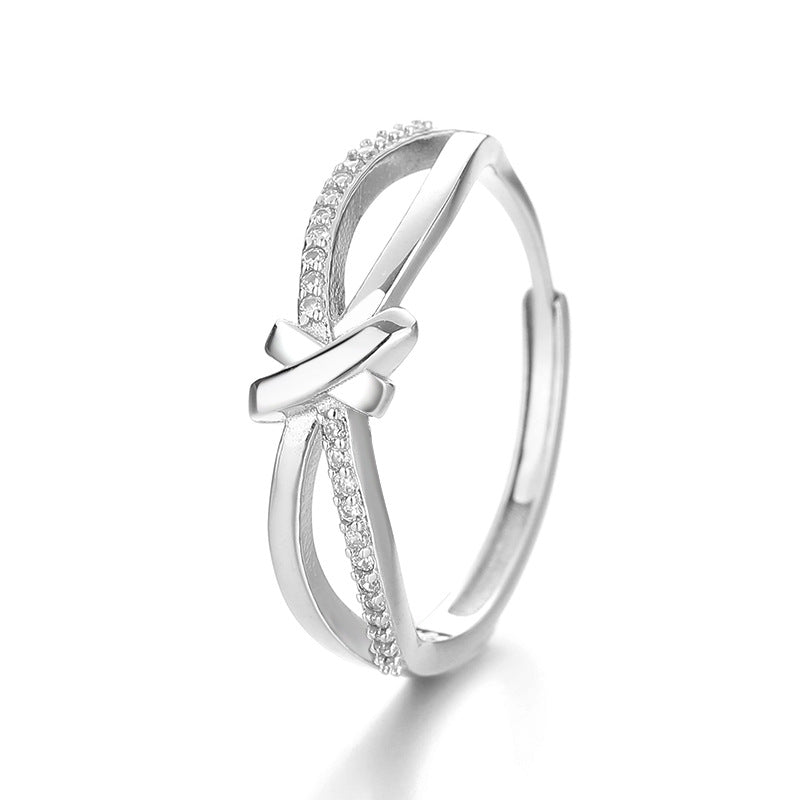 s925 Sterling Silver Hollow Interwoven Ring
