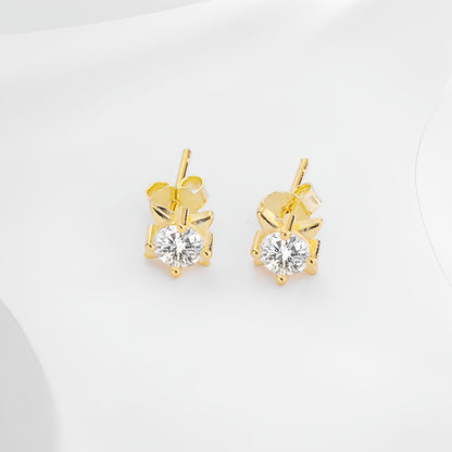 Sterling Silver Diamond Star Earrings Set - Necklace
