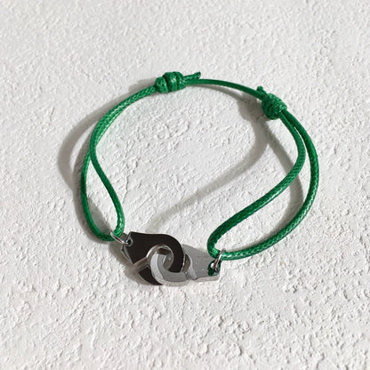 Colorful Braided Waxed Rope Handcuff Bracelet