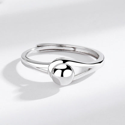 S925 Geometric Spherical Silver Ring Adjustable