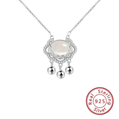 S925 Chalcedony Pendant  Silver Necklace Beaded Accent