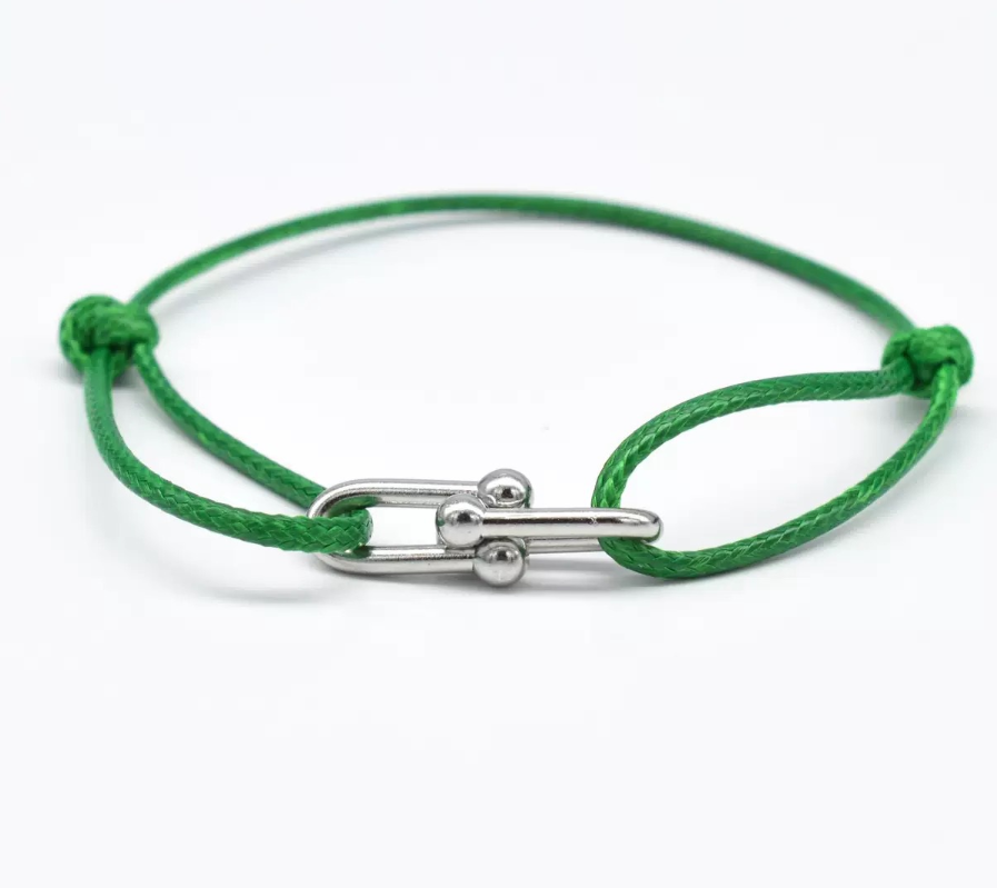 Hand-Woven Rope Bracelet with Horseshoe Clasp