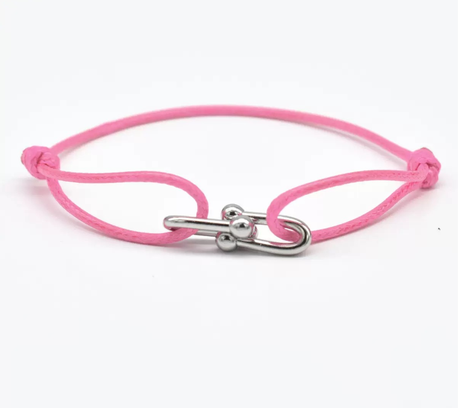 Hand-Woven Rope Bracelet with Horseshoe Clasp