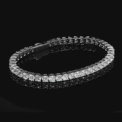 4mm Spring Clasp Zirconia Tennis Bracelet, Unisex Fashion Design